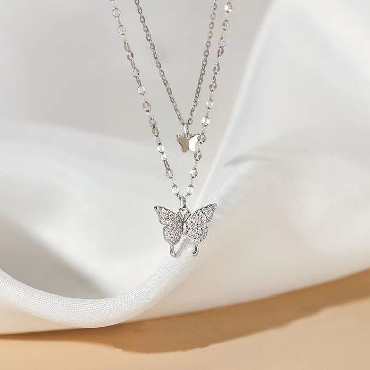 Karnz | Dreamy Wings Silber Doppellagige Halskette