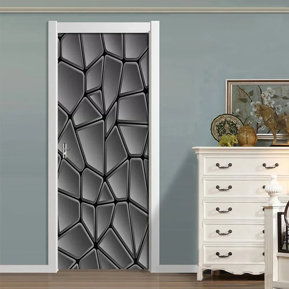 Moderne abstrakte Perlen geometrische Türaufkleber Mural abnehmbar PVC Vinyl Peel N Stick Wandkunst Mural Dekor für Innentüren Kreative DIY Wohnkultur | Karnz