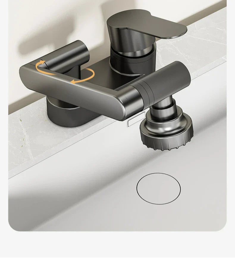 Aqua Twist Duo-Flex Waschbeckenmischer – 360° schwenkbarer Zwei-Loch-Armatur für heißes und kaltes Wasser Karnz