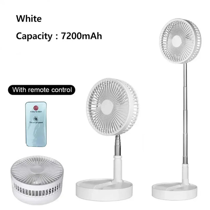 7200mAh USB wiederaufladbarer tragbarer faltbarer Ventilator Boden leiser Ventilator für Outdoor-Heim drahtloser Ventilator 4 Geschwindigkeiten Camping tragbarer Ventilator | Karnz