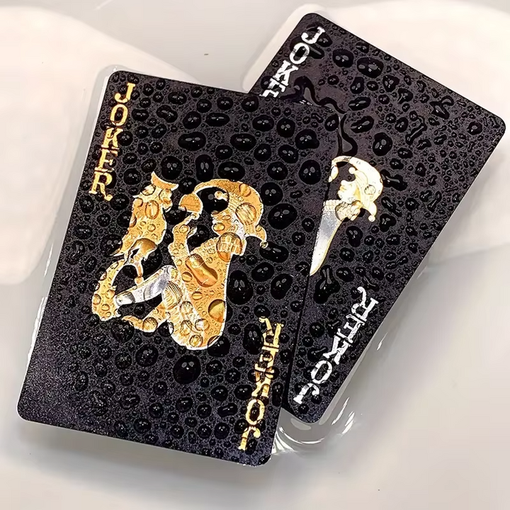 Luxuriöse, wasserfeste Poker-Spielkarten in Schwarz und Gold
