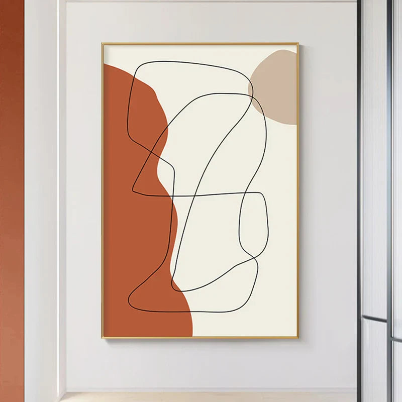 Moderne abstrakte erdige Töne geometrische Wandkunst Fine Art Leinwanddrucke Bilder für Wohnzimmer Esszimmer zeitgenössische Wohnkultur | Karnz