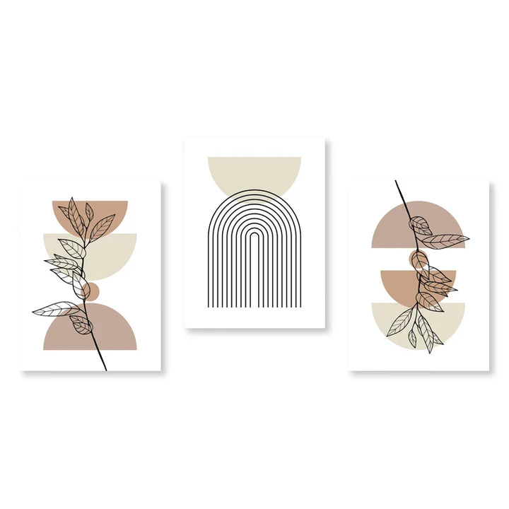 Set aus 3 Stück Modern Abstrakt Bohemian Minimalistisch Geometrisch Wandkunst Fein Kunst Leinwand Drucke Poster Bilder Für Wohnzimmer Dekor | Karnz