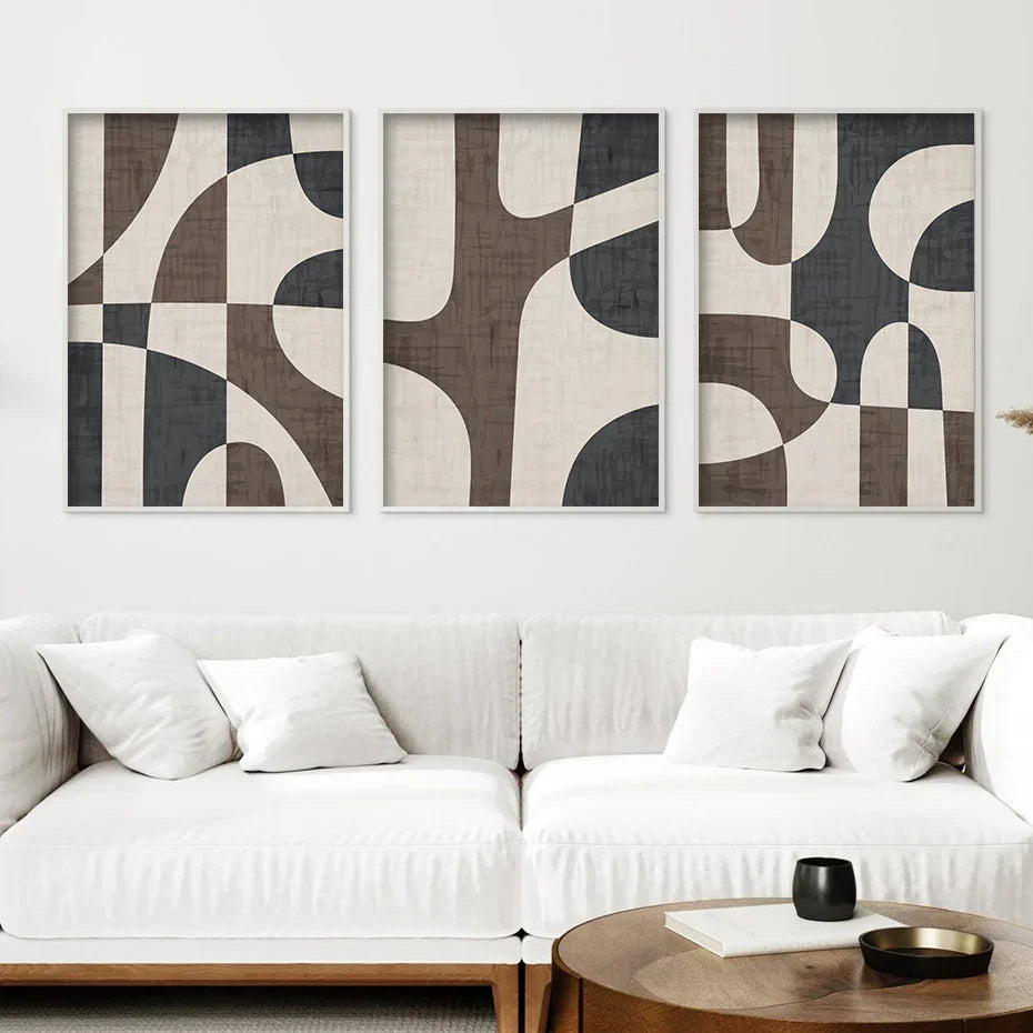 Moderne Geometrische Braune Beige Abstrakte Wandkunst Feine Kunst Leinwanddrucke Bilder Für Wohnzimmer Schlafzimmer Zeitgenössische Innenraumdekoration | Karnz