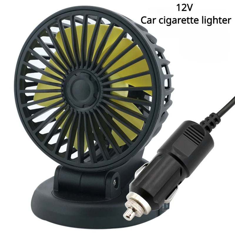 360° Verstellbarer Auto-Lüfter - 3-Kopf Automobil Elektroventilator - USB/12V/24V - 2 Geschwindigkeiten - Leises Kühlen für Zuhause, Schreibtisch, Büro & Auto | Karnz
