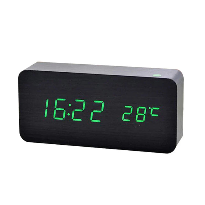 Sandsberg | WoodTime Digitaluhr | Holz-LED-Anzeige mit Temperatur | Mehrere Farben