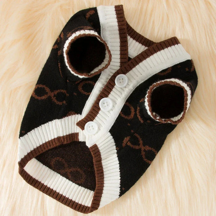 Hundekardigan aus gestricktem, warmem und gestreiftem Karnz