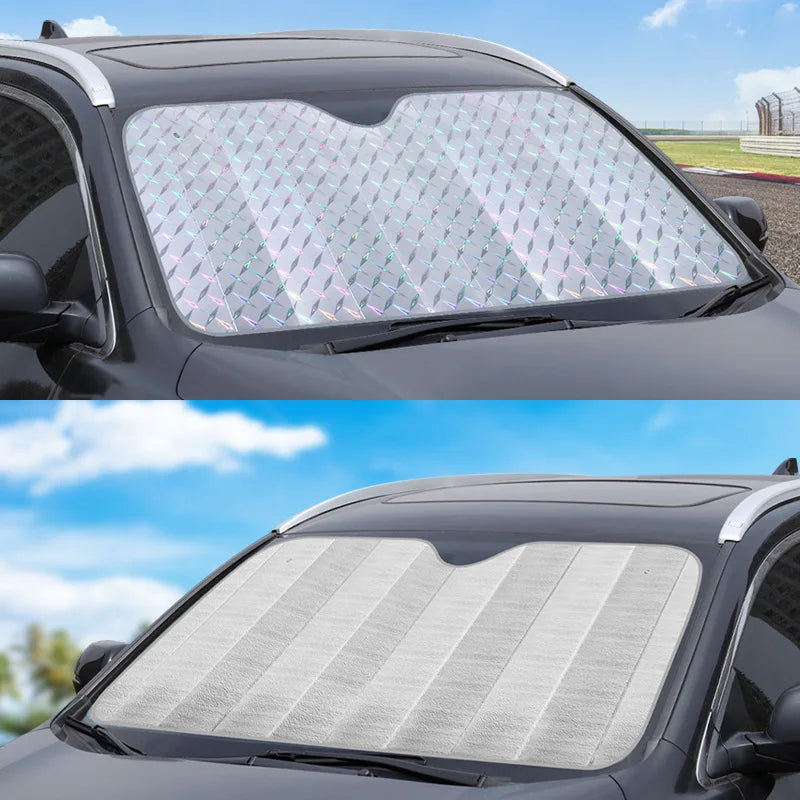 Karnz | SOLVEX Auto-Sonnenblende | UV-Schutz & Hitzeschutz für Front- und Heckscheibe | Alufolie reflektierend | Universell passend