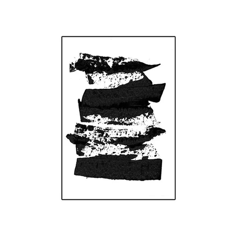 Schwarz Weiß Wandkunst Minimalistisch Abstract Tinte Pinsel Striche Fine Art Leinwanddrucke Poster Bilder Für Wohnzimmer Home Office Kunst Dekor | Karnz