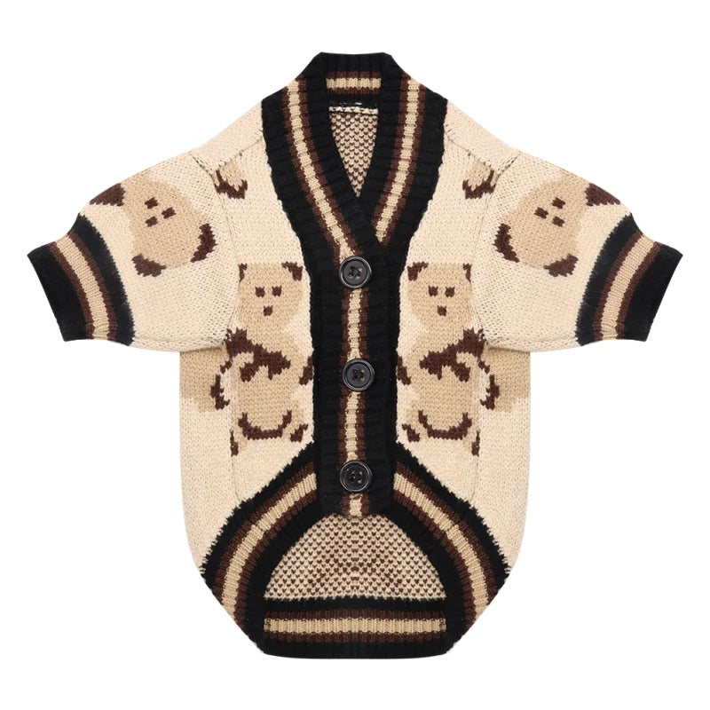Hundekardigan aus gestricktem, warmem und gestreiftem Karnz