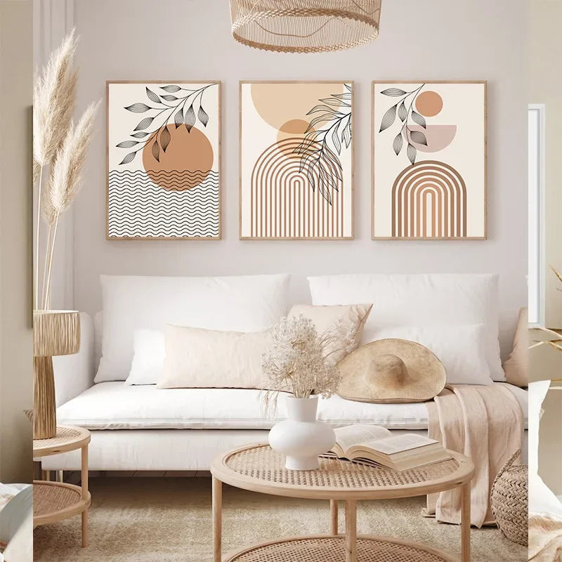 Minimalistische Terrakotta Sonnen abstrakte Wandkunst Fine Art Leinwanddrucke moderne Bilder für Wohnzimmer Schlafzimmer Galerie Wandkunst Dekor | Karnz