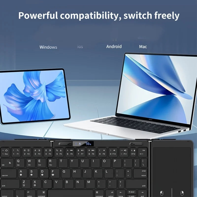 Karnz | Faltbare RGB Drahtlose Eingebautes Touchpad Hintergrundbeleuchtete Reise Tastatur
