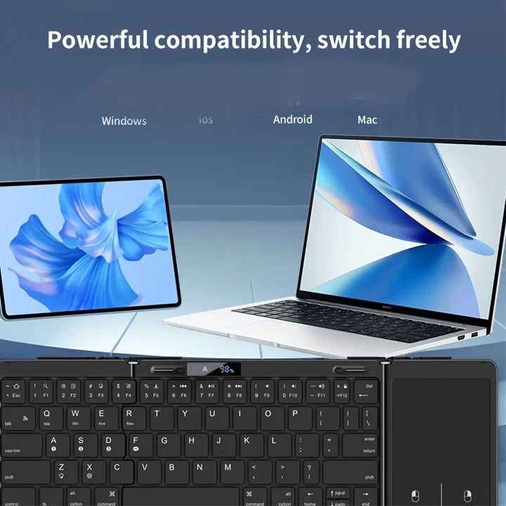 Karnz | Faltbare RGB Drahtlose Eingebautes Touchpad Hintergrundbeleuchtete Reise Tastatur