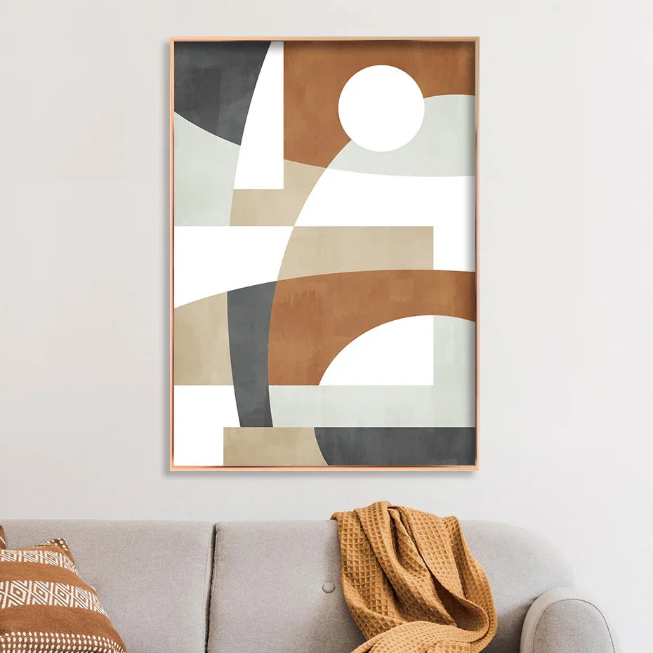 Geometrische abstrakte Farbblock-Wandkunst Feine Kunst Leinwanddrucke Neutrale Farben Bilder Für Wohnzimmer Esszimmer Home Office Dekor | Karnz