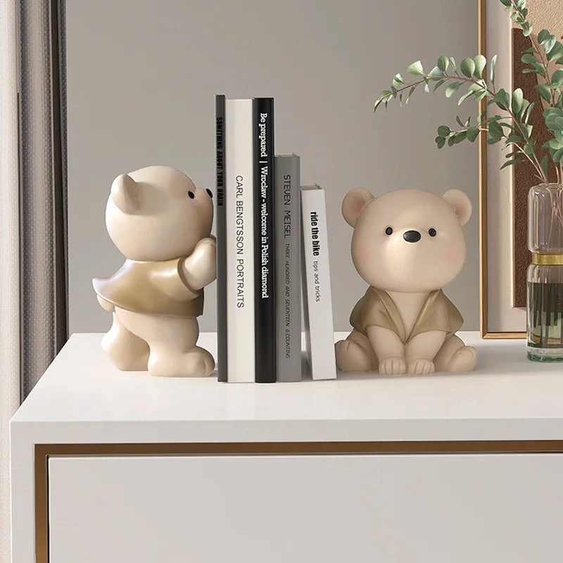 Milo Bear Buchstütze dekorative Figur in Creme-Finish | Karnz