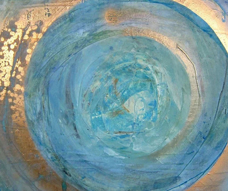 Blaue Goldene Wirbel Kreiss Wandkunst Feine Kunst Leinwanddrucke quadratisches Format Abstrakte Bilder für Wohnzimmer Schlafzimmer Home Office Kunst Dekor | Karnz