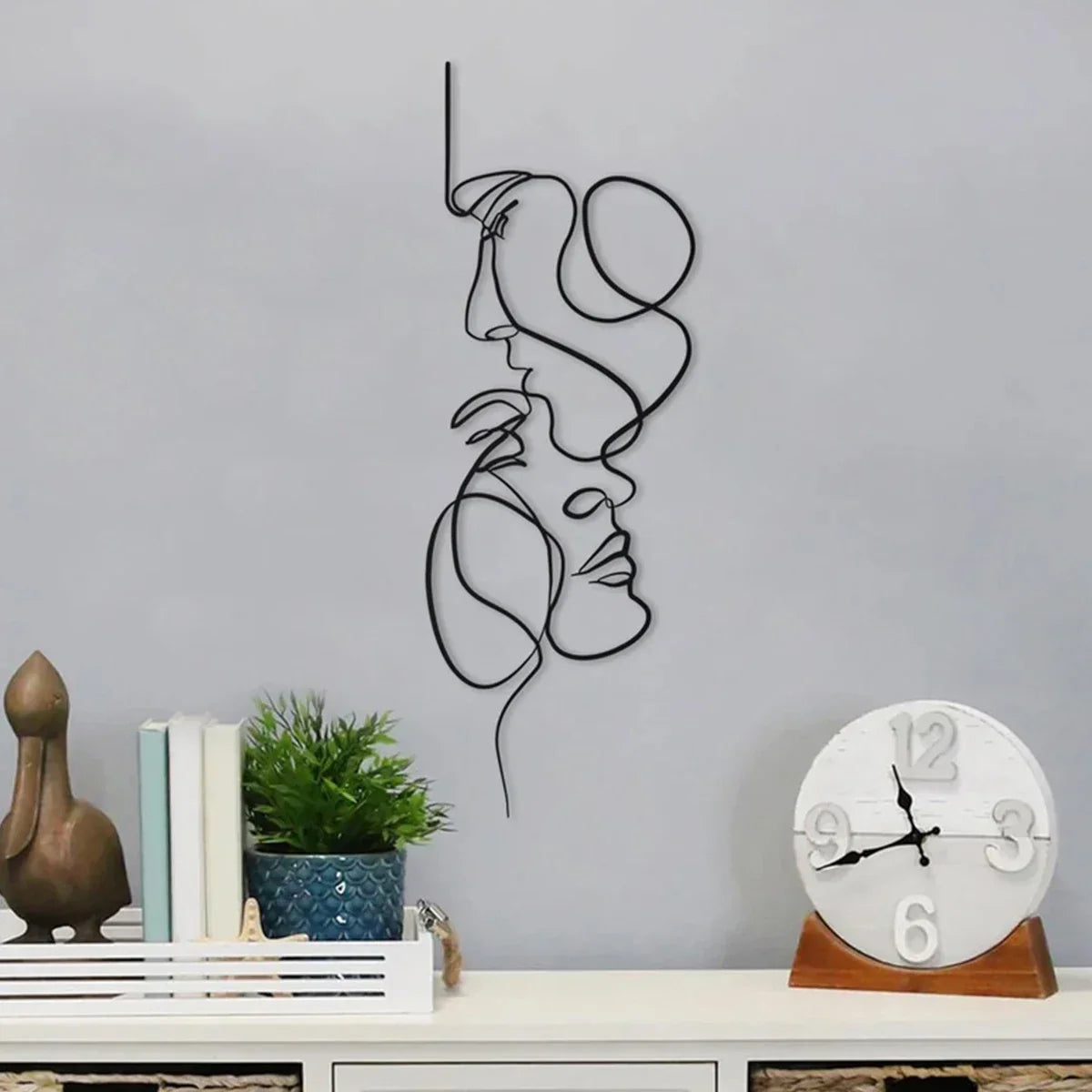 Minimalistische Verflochtene Liebende Metall Linienkunst Skulptur Wanddeko Abstrakte Nordische Hängetechnik Für Wohnzimmer Schlafzimmer Wand | Karnz