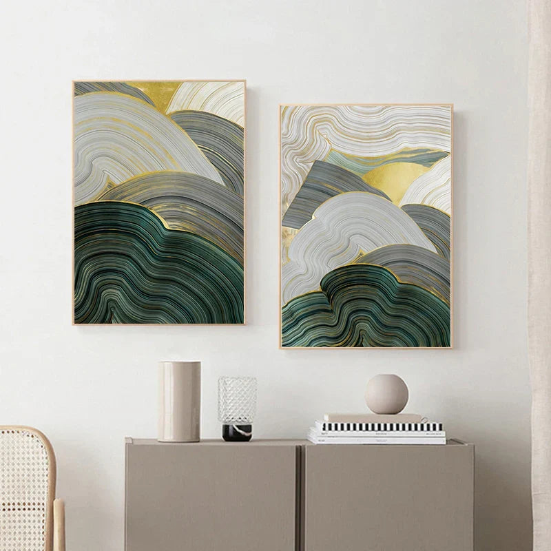 Grün Beige Grau Fließende Wirbel Abstrakte Wandkunst Feine Kunstdrucke Bilder Für Moderne Wohnung Esszimmer Wohnzimmer Kunst Dekor | Karnz