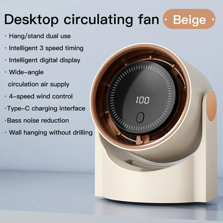 Karnz | Airiqo bladeless USB-Ventilator | 100 Stufen | Flüsterleise & energieeffizient | Tragbar & wandmontierbar