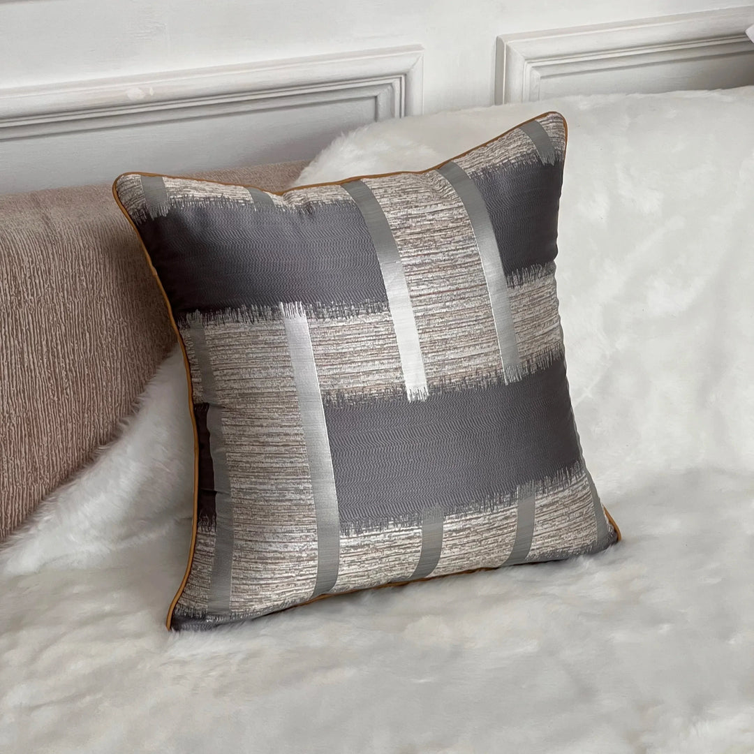Glänzende Goldene Silber Streifen Jacquard Kissenbezüge 45x45cm Kissenbezüge Quadratischer Bezug Für Sofa Wurfkissen Licht Luxus Nordic Wohnkultur | Karnz