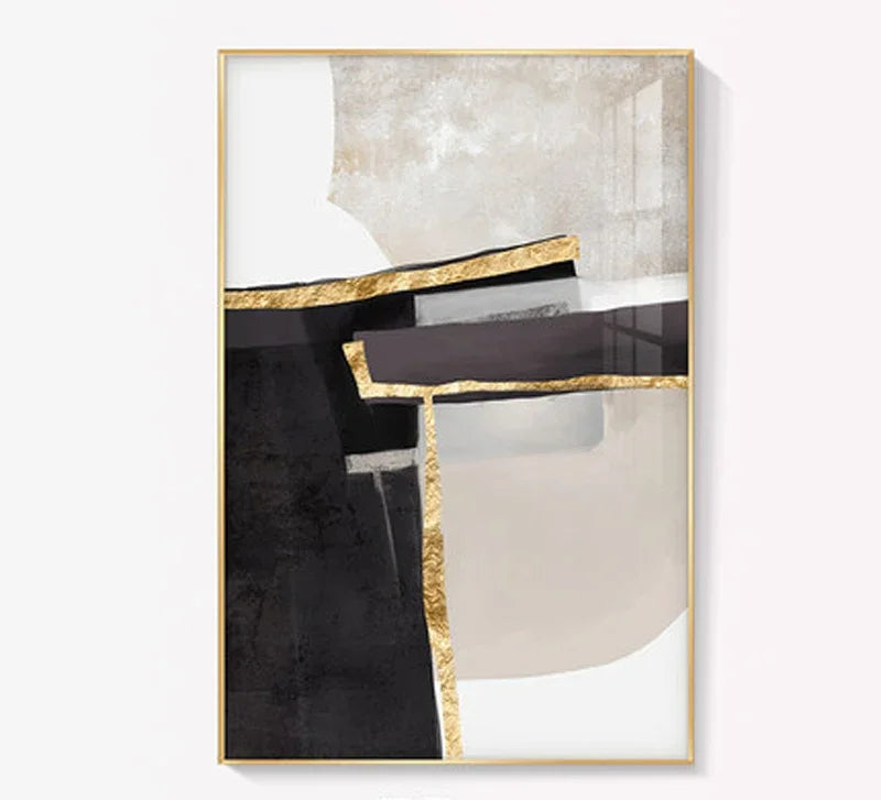 Nordic Abstract Geomorphe Neutrale Farben Golden Beige Grau Wandkunst Fine Art Leinwanddrucke Bilder Für Moderne Wohnung Wohnzimmer Dekor | Karnz