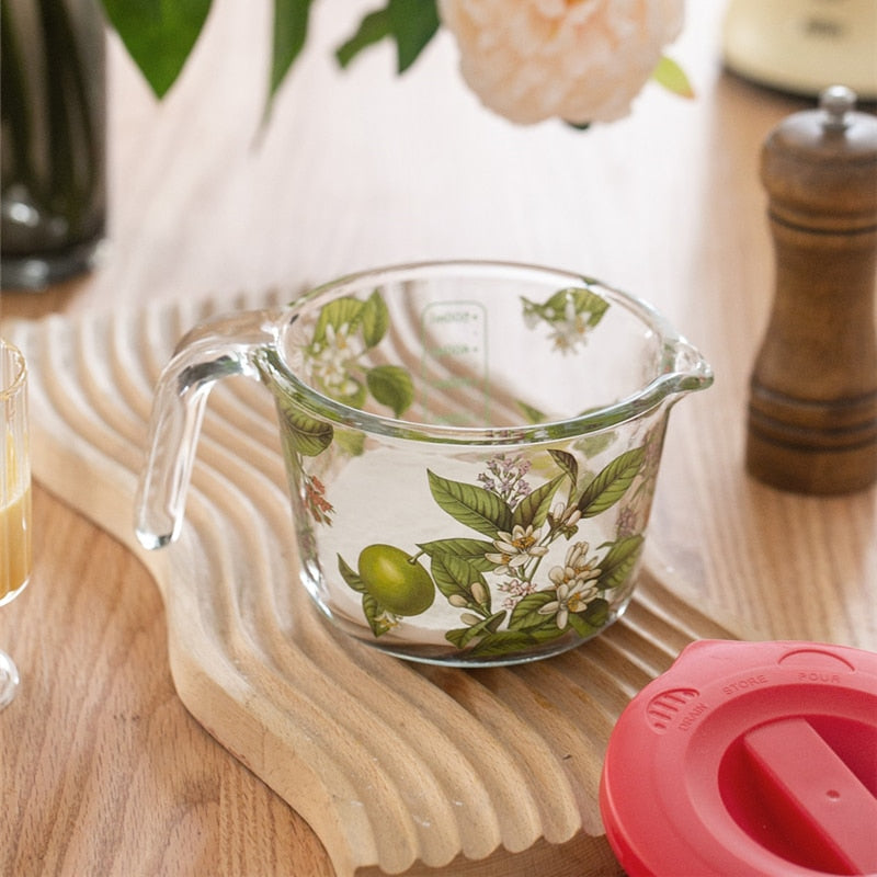 Retro Flowers Messbecher mit Deckel