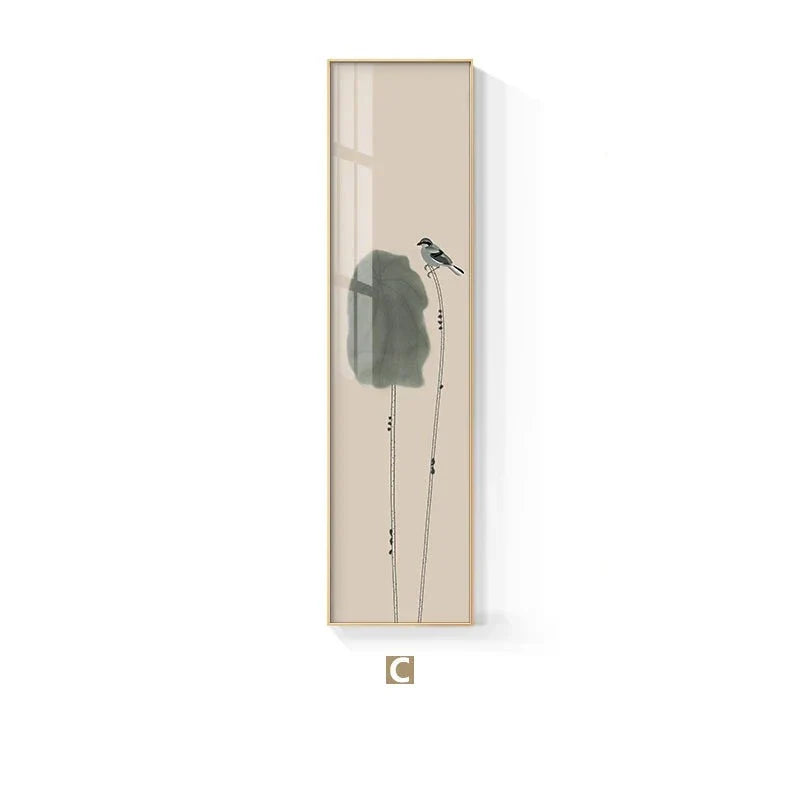 Minimalistische Blumen Vögel & Schmetterling Wandkunst Feine Kunst Leinwanddrucke Hohe Vertikale Format Bilder Für Foyer Lobby Empfangsraum Kunst Dekor | Karnz