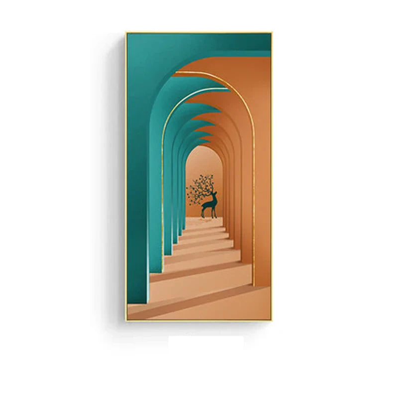 Moderne abstrakte minimalistische Bögen Architektur Wandkunst Fine Art Leinwanddrucke Bilder für Eingangsbereich Foyer Wohnzimmer Home Office Dekor | Karnz
