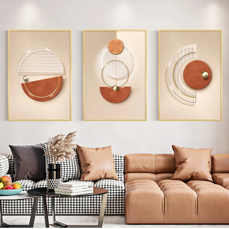 Harmonische abstrakte Geometrie moderne Ästhetik Wandkunst feine Kunst Leinwanddrucke Poster Bilder für zeitgenössisches Apartment Wohnzimmer | Karnz