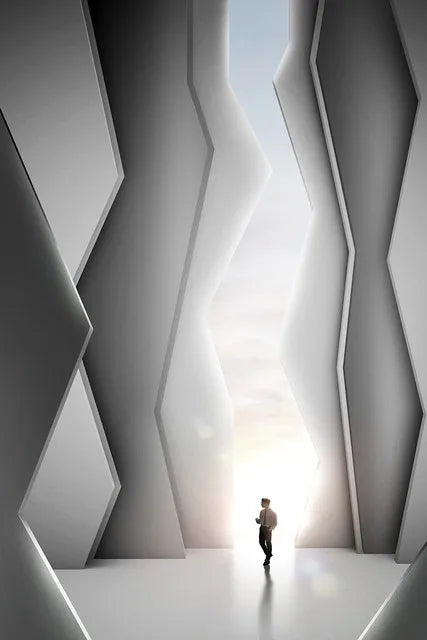 Moderne geometrische architektonische Landschaften Wandkunst Fine Art Leinwanddrucke Bilder für Studio, Home Office, Eingangsbereich Inspirierende Kunstdeko | Karnz