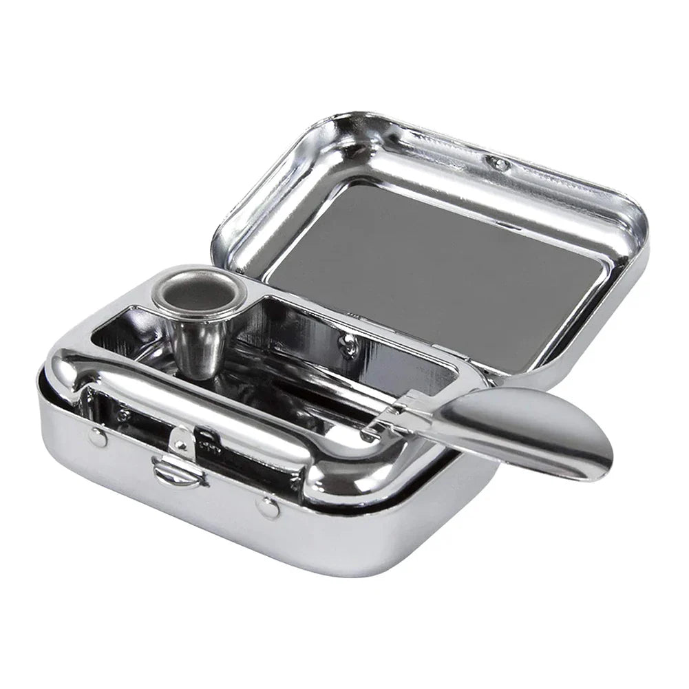 Mini tragbare Metall Zigaretten Aschenbecher mit verriegelbarem Deckel - Modische Desktop Aschenbecher - Taschenaschenbecher Geschenk für Männer
