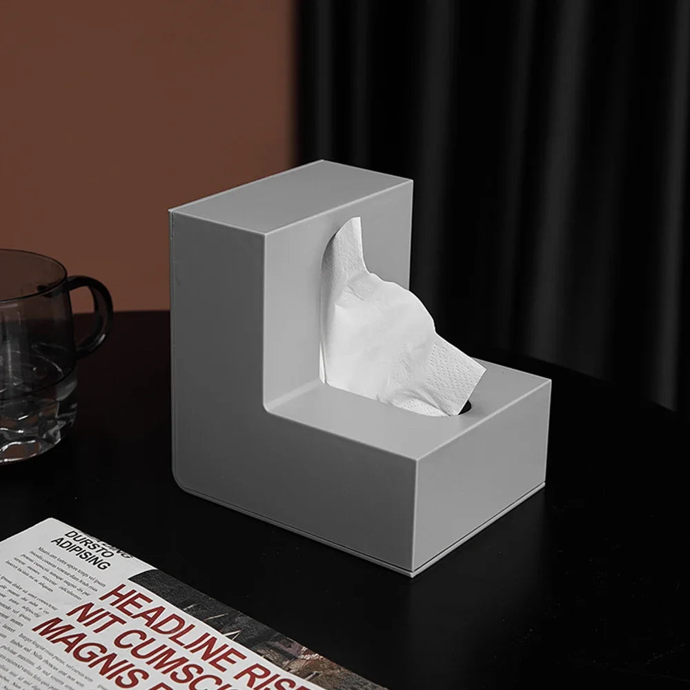 Minimalist Abstract L-förmiger skulpturaler Taschentuchspender für Wohnzimmer Kaffeetisch Küche Arbeitsplatte Desktop Nordic Stil Wohnkultur | Karnz