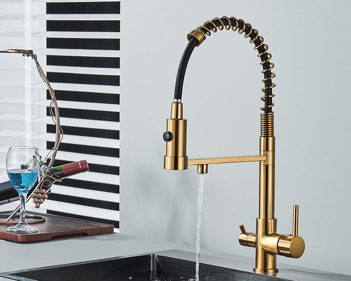 Sandsberg Schwarzer Filter-Küchenwasserhahn mit Dual-Auslauf – Mischbatterie mit Wasserfilter für Küchen, Wasseraufbereitung und Reinigung | Karnz