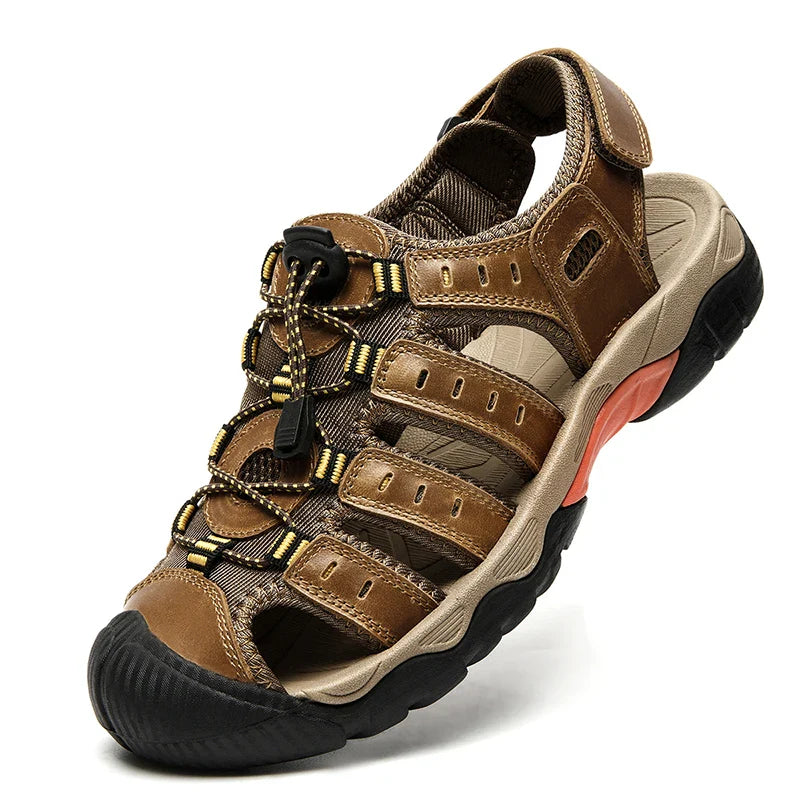 Sommer Herren Outdoor Sandalen Strand Schuhe Echtes Leder Trekking Wandern
