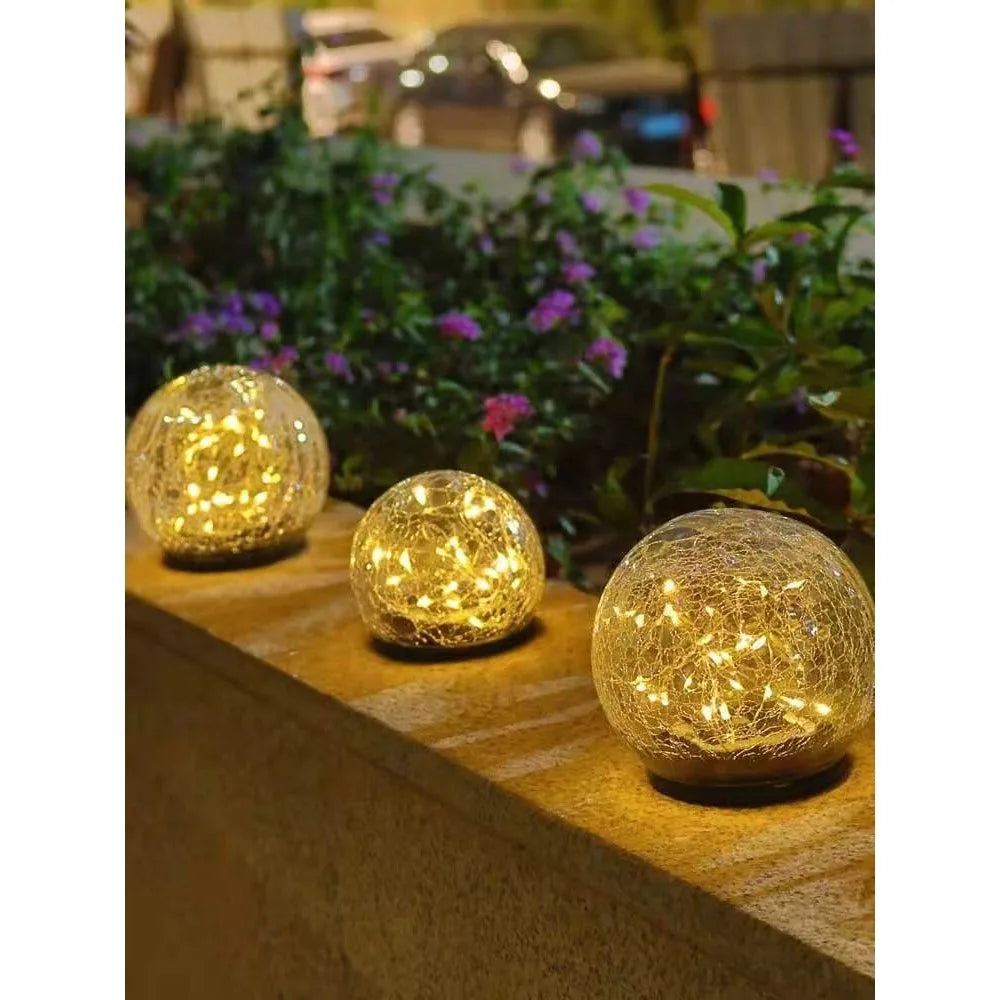 LED Gartenleuchten in Crackle-Glas Optik – Solar Kugellampen für Außenbereich und Dekoration | Karnz