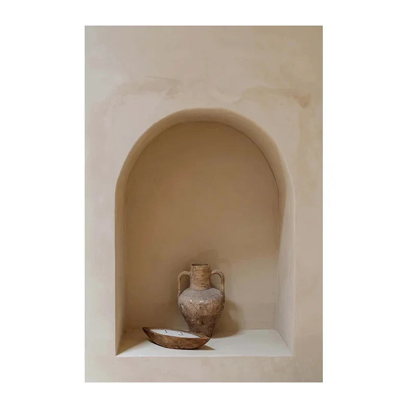 Neutrale Farben Terrakotta Stillleben Vase Wandkunst Fine Art Leinwanddrucke Poster Architekturfotos für modernes Wohnzimmer Schlafzimmer Wohnkultur | Karnz