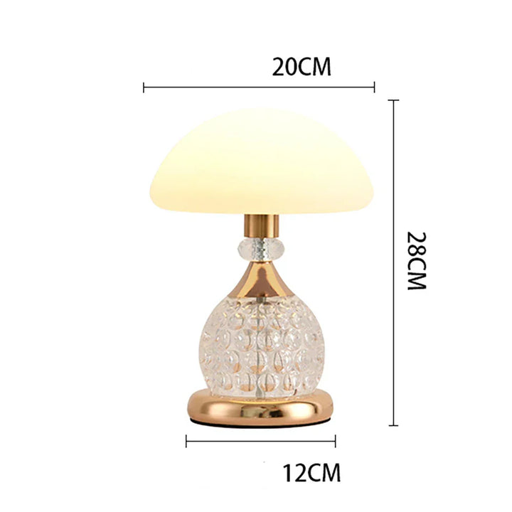 Dekoratives Stimmungslicht LED – Kristall Tischlampe mit Pilz-Design, Vintage Deko-Lampe für Wohnzimmer oder Schlafzimmer | Karnz