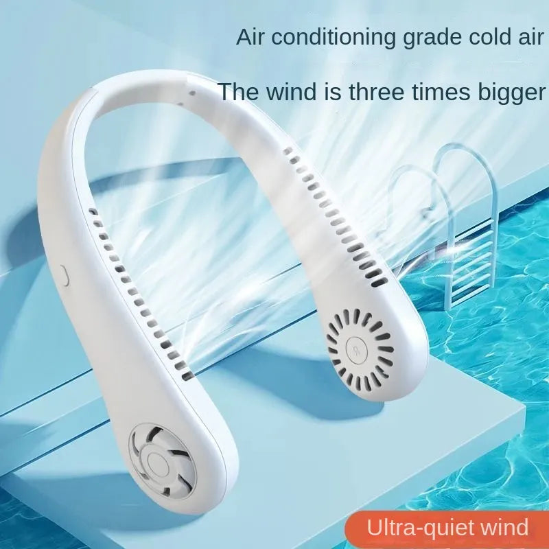 Bleib überall cool mit 1PC neuem Mini-Nacken tragbarem bladeless hängenden Nackenventilator - lange Akkulaufzeit, wiederaufladbar, 3-Geschwindigkeits-Luftkühler für den Sommer-Sport | Karnz