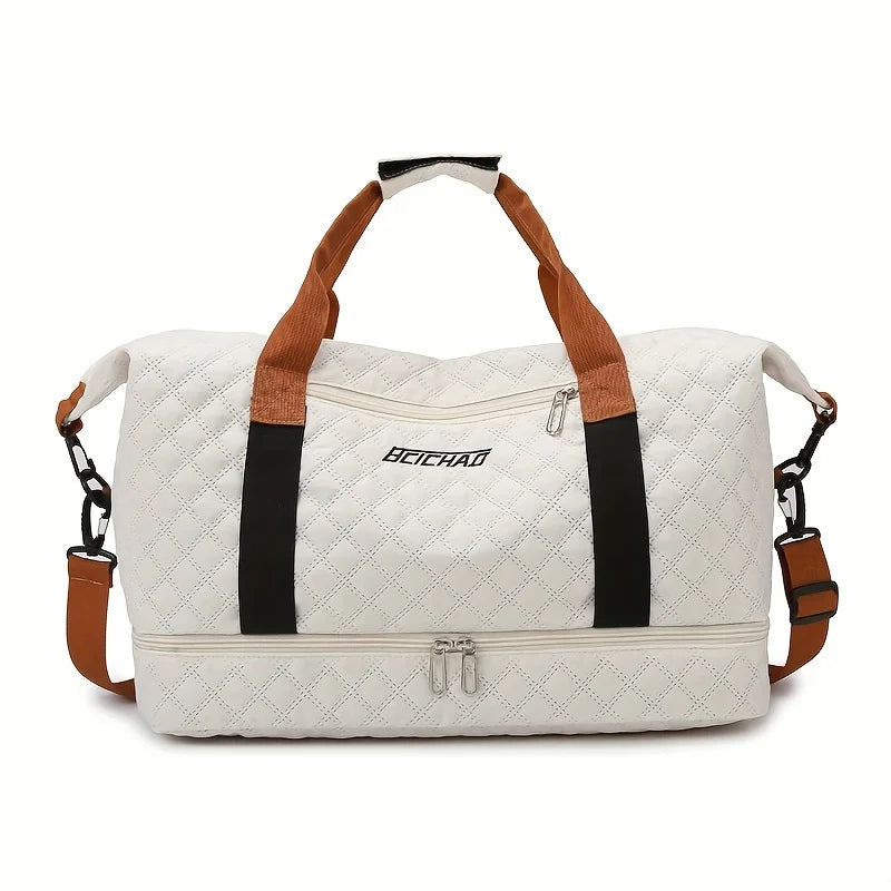 Karnz | Travessia Reisetasche mit Schuhfach | Große Kapazität & Rautenmuster | Nylon Wochenendtasche für Sport, Kurzreisen & den Alltag