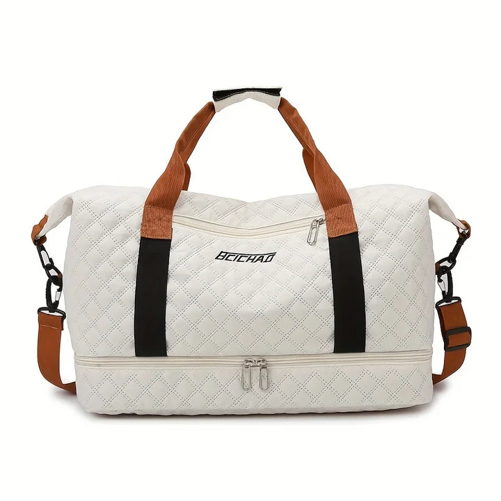 Karnz | Travessia Reisetasche mit Schuhfach | Große Kapazität & Rautenmuster | Nylon Wochenendtasche für Sport, Kurzreisen & den Alltag