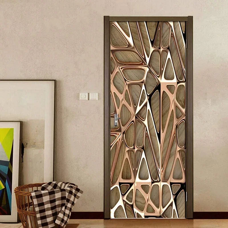 Moderne abstrakte Perlen geometrische Türaufkleber Mural abnehmbar PVC Vinyl Peel N Stick Wandkunst Mural Dekor für Innentüren Kreative DIY Wohnkultur | Karnz