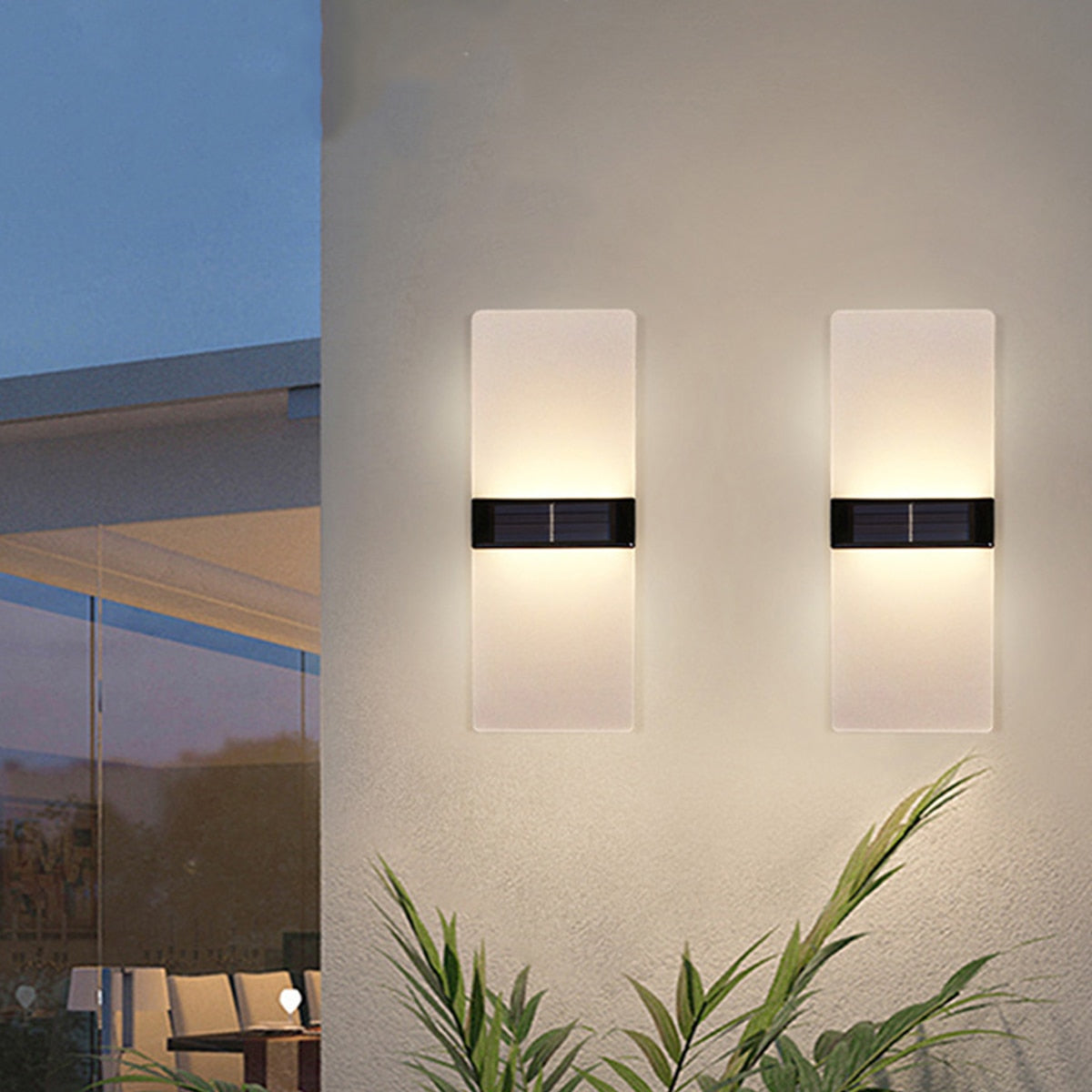 Kacela - Solar Outdoor Modern Milk Shade Wall Light Set | Karnz