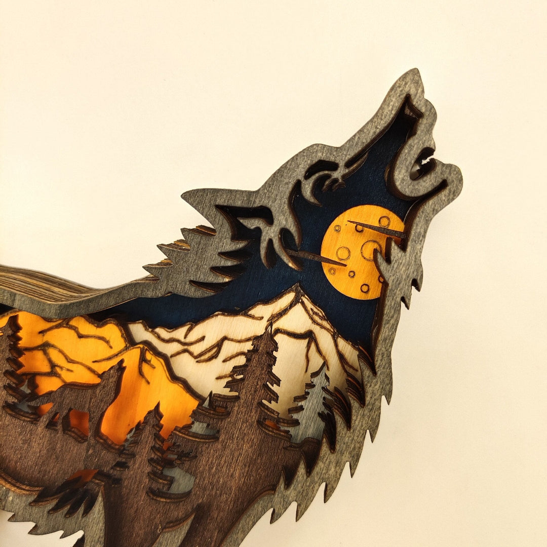 Nightglow Holz Handwerk Wolf Dekor | Karnz
