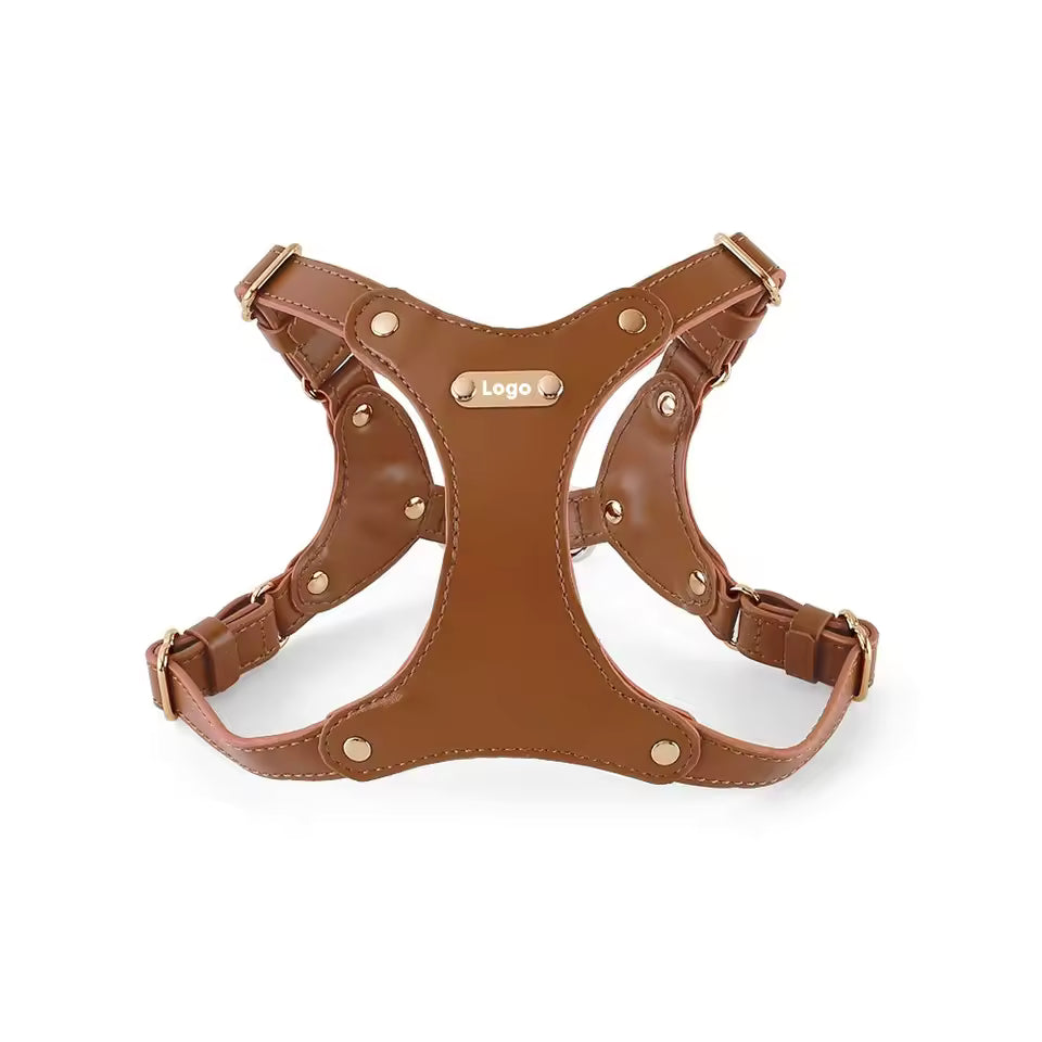 Verstellbares Leder-Hundegeschirr mit personalisierbarem Gravur Karnz