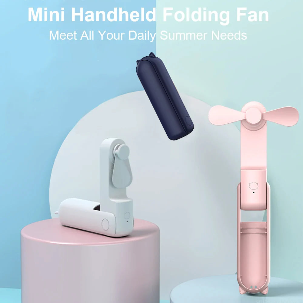 Tragbarer Mini-Handventilator – Wiederaufladbarer faltbarer Taschenventilator mit Batterie, kühlender Handventilator und Powerbank-Funktion | Karnz