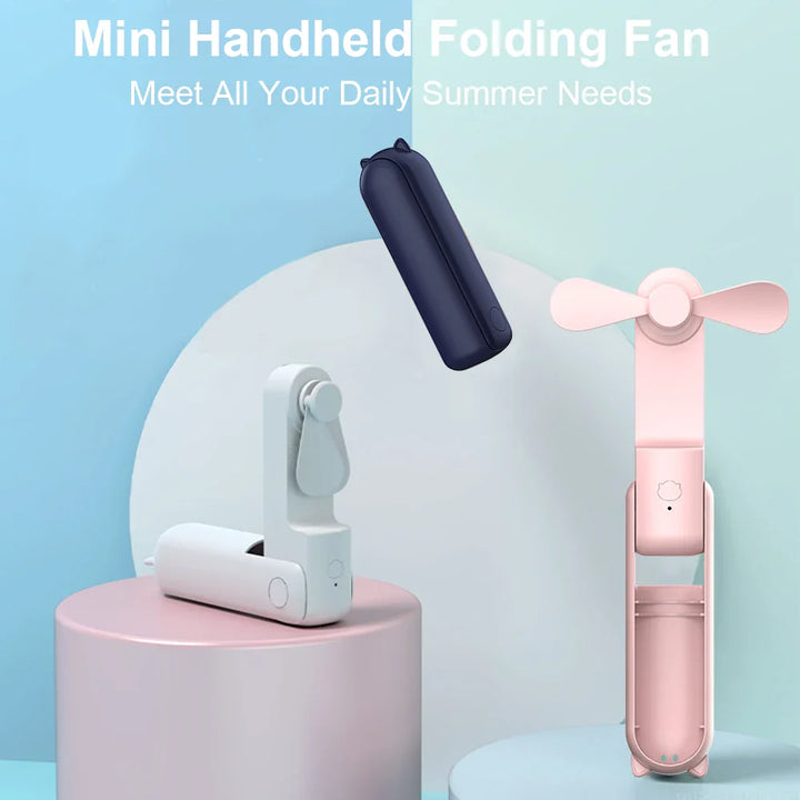 Tragbarer Mini-Handventilator – Wiederaufladbarer faltbarer Taschenventilator mit Batterie, kühlender Handventilator und Powerbank-Funktion | Karnz
