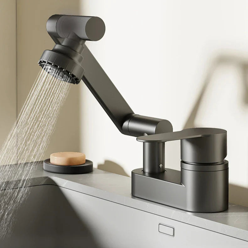 Aqua Twist Duo-Flex Waschbeckenmischer – 360° schwenkbarer Zwei-Loch-Armatur für heißes und kaltes Wasser Karnz