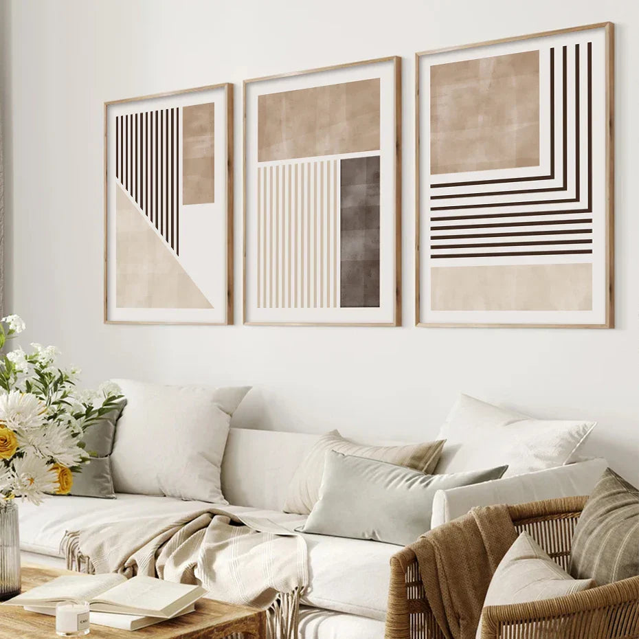 Braun Beige Farbblock Geometrische Wandkunst Fine Art Leinwanddrucke Abstrakte Minimalistische Bilder Für Modernes Wohnzimmer Schlafzimmer Kunst Dekor | Karnz