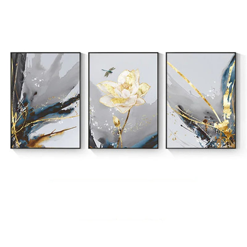 Moderne abstrakte florale Wandkunst Fine Art Leinwanddrucke blaue graue botanische Bilder für Wohnzimmer Schlafzimmer Wandkunst Dekor