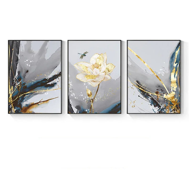 Moderne abstrakte florale Wandkunst Fine Art Leinwanddrucke blaue graue botanische Bilder für Wohnzimmer Schlafzimmer Wandkunst Dekor